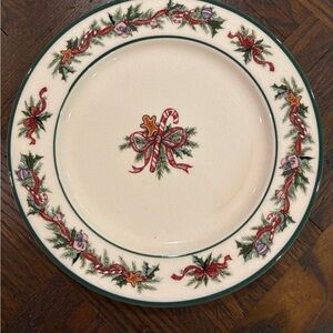 4 O’Tannenbaum Festive Holiday Salad Plates with Candy Cane Design